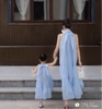Váy cổ yếm Hi.Sun dáng xoè màu xanh dương mẹ và bé