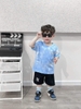 Bộ cotton MLB size đại áo loang xanh quần đen bé trai