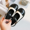 Giày búp bê babydoll da quai ngang 2 màu trắng đen
