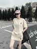 Bộ cotton chân váy Who.A.U mẹ 2 màu be, đen