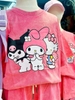 Bộ cotton cộc tay Tilani loang Kuromi, Hello Kitty, My Melody màu hồng nhạt
