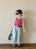 Set áo cotton tăm ba lỗ màu hồng và quần jean ống loe