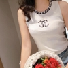 KGP - Áo ba lỗ Chanel cổ đính đá 2 màu đen, trắng