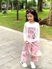 Bộ áo cotton dài tay Hi.Sun in hình Labubu quần thể thao sọc trắng túi hộp hồng