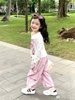 Bộ áo cotton dài tay Hi.Sun in hình Labubu quần thể thao sọc trắng túi hộp hồng