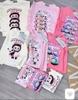 Set 3 áo dài tay cotton Labubu màu kem và hồng