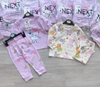 Set 2 bộ cotton dài tay Peppa tông tím - be