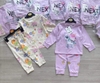 Set 2 bộ cotton dài tay Peppa tông tím - be