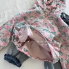 Áo gió hoa hồng có mũ, túi dáng hoodie bo chun cho bé