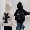 Áo khoác nỉ hoodie kéo khóa hình Mickey 3D 2 màu đen, be