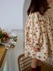 Váy babydoll smocked ngực dài tay hoa nhí màu be
