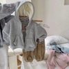 Áo khoác hoodie zip nỉ lót lông 4 màu hồng, be, ghi, xanh