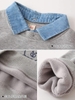 Áo sweater Wappy dài tay phối cổ jean lót nỉ 2 màu xám, xanh bé trai