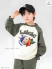 Bộ nỉ da cá unisex mẫu Labubu phối be-xanh rêu hãng Melisa