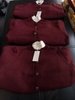 Áo len cardigan Sandro đỏ rượu vang mix cổ viền bèo trắng