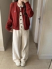 Áo khoác cardigan 2in1 nơ màu đỏ trắng