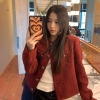 Áo khoác dạ tweed khuy đồng 2 màu navy, đỏ