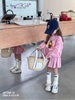 Set áo nỉ phối chân váy Labubu 2 màu hồng, be