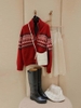 Áo cardigan Loro len thổ cẩm màu đỏ cho nữ