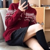 Áo cardigan Loro len thổ cẩm màu đỏ cho nữ