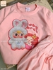 Bộ cotton cộc tay Jam&jenny chân váy nơ Baby Three và Ariel màu hồng cam