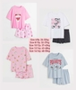 Bộ cotton cộc tay quần sooc hãng H&M 4 mẫu size đại Mẹ&Bé Minnie trắng, Snoopy xanh...