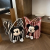 Túi tote Mickey kẻ sọc màu đen và đỏ