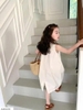 Váy thô sát nách basic trắng suông AMBB Kids cho bé