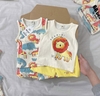 Set 2 bộ cotton ba lỗ sư tử vàng cho bé