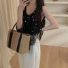 Bộ TOPSHOP áo sát nách hoa thị đen, quần suông be dài