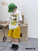 Bộ cộc tay Snoopy Play Game Nabi áo TRẮNG quần short vàng