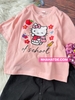 Bộ cộc tay Hello Kitty Elaine áo HỒNG CAM quần short jean đen