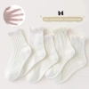 Set 5 đôi tất trắng trơn viền cho bé gái