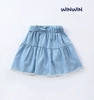 Quần váy 9-14Y jean giấy Nexxi viền ren dáng xòe 2 màu đậm, nhạt