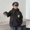Áo phao lót lông SAT few phối rêu đen có mũ cho bé