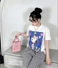 Áo phông cotton cộc tay trắng Snoopy Rockcoco xanh biển