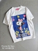Áo phông cotton cộc tay trắng Snoopy Rockcoco xanh biển