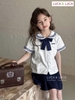 Bộ thủy thủ Happy cổ sen kèm nơ Luca&Luca chân váy navy