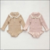 Bodysuit len tăm cổ hoa hai màu hồng, nâu