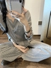 Bộ ngủ nữ dài tay màu xám chất thun hoạ tiết hoa nhí
