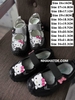 Giày thoáng khí quai dán Hello Kitty đen và ghi