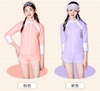 Bộ bơi Yuke Cute Wale bé gái dài tay 3 món áo khoác, áo bra, quần sooc màu hồng