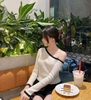 Áo len dài tay lệch vài Zara 3 màu đen, trắng, hồng