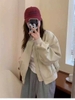 Áo khoác bomber màu be ngôi sao cho nữ