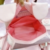 Balo chống gù HỒNG NHŨ tai thỏ kèm móc khóa size 38x30x13cm