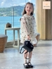 Set 3 món voan hãng JAM&JENNY màu be gồm sơ mi dài tay, áo hai dây, chân váy thêu hoa đen