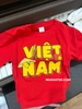 Áo phông ELAINE màu đỏ chữ VIỆT NAM in hình cờ, bông lúa và nón