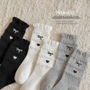 Set 3 đôi tất nơ cổ cao màu trắng, xám, đen