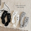 Set 3 đôi tất nơ cổ cao màu trắng, xám, đen