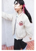 Áo bomber Zara trần bông Hello Kitty màu kem